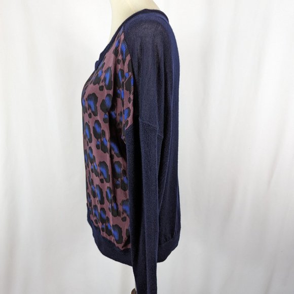 J. Crew Blue and Purple Patterned Crew Neck Sweater - Picture 3 of 7